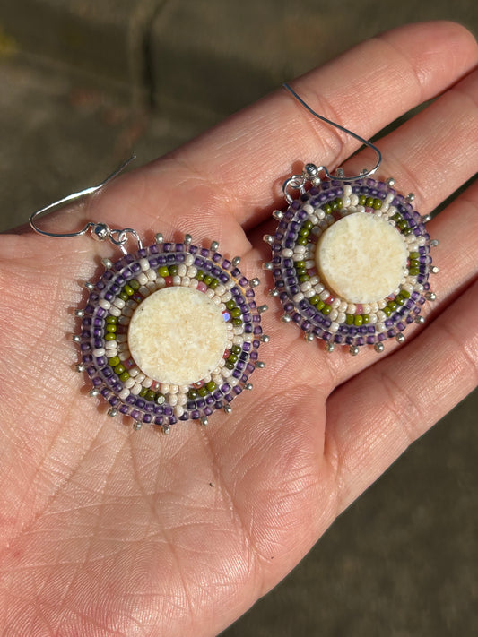 Deep purple ivory earrings