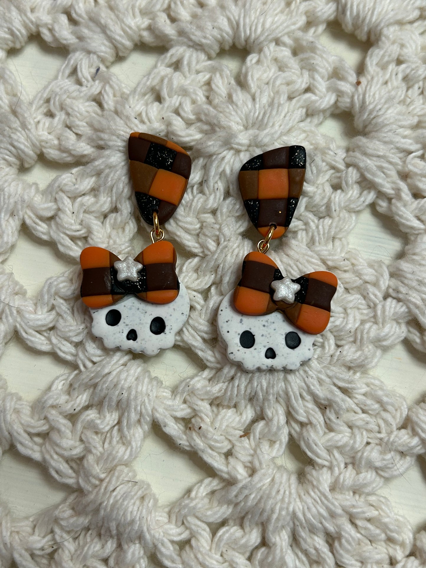 Orange plaid skulls