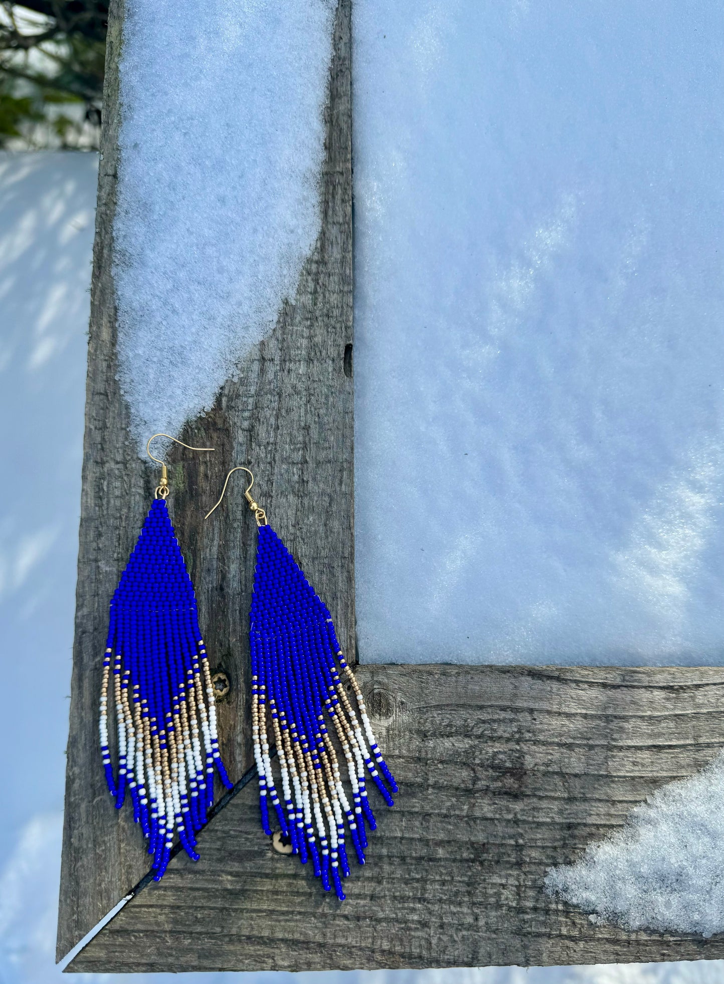 Blue gold and white fringe