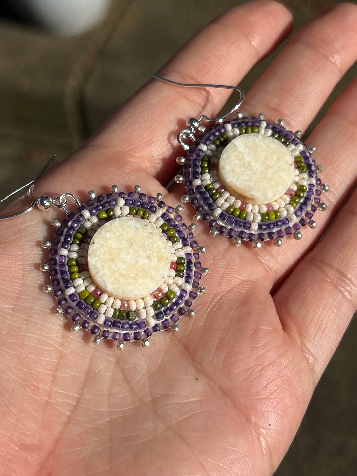 Deep purple ivory earrings