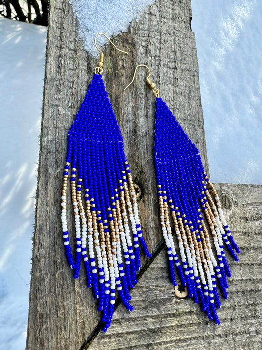 Blue gold and white fringe