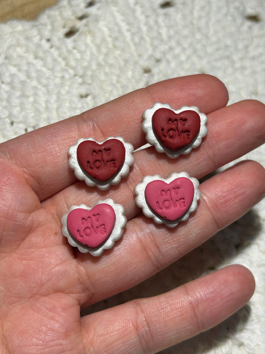 “My love” heart studs