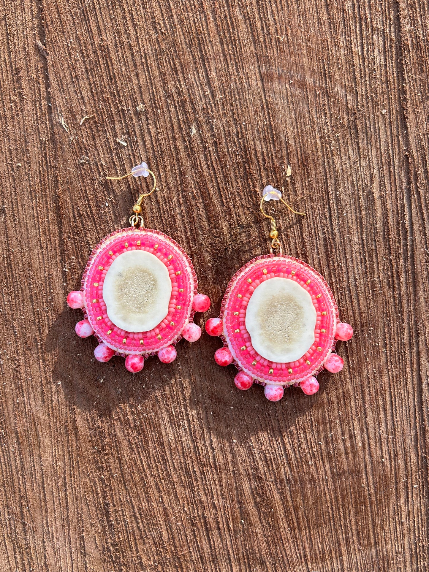 Hot pink antler earrings