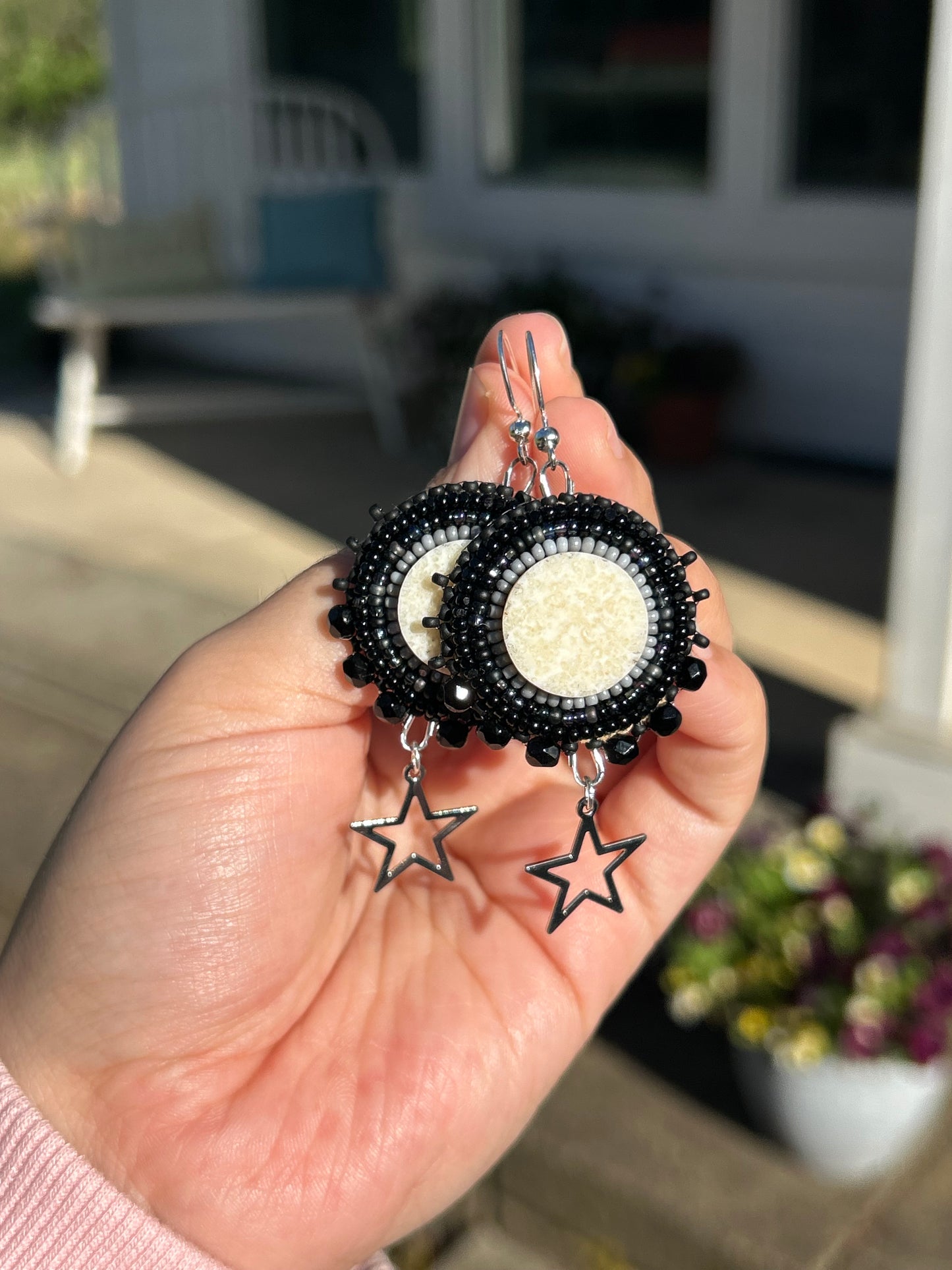Black ivory earrings