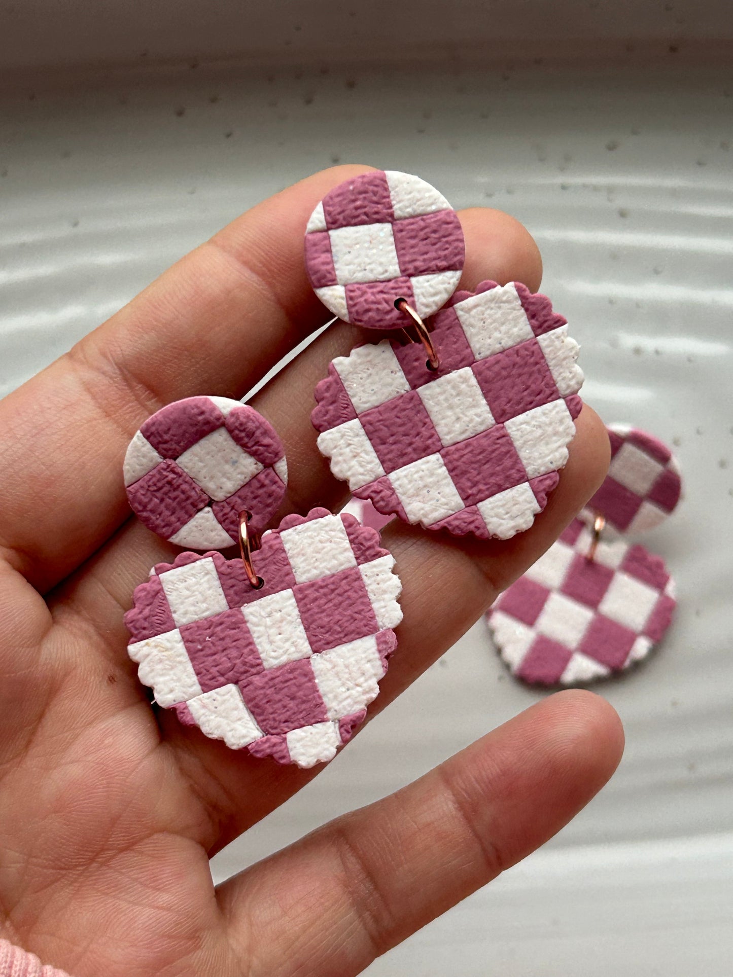 Purple checkered hearts