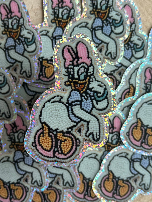 Daisy Duck glitter sticker