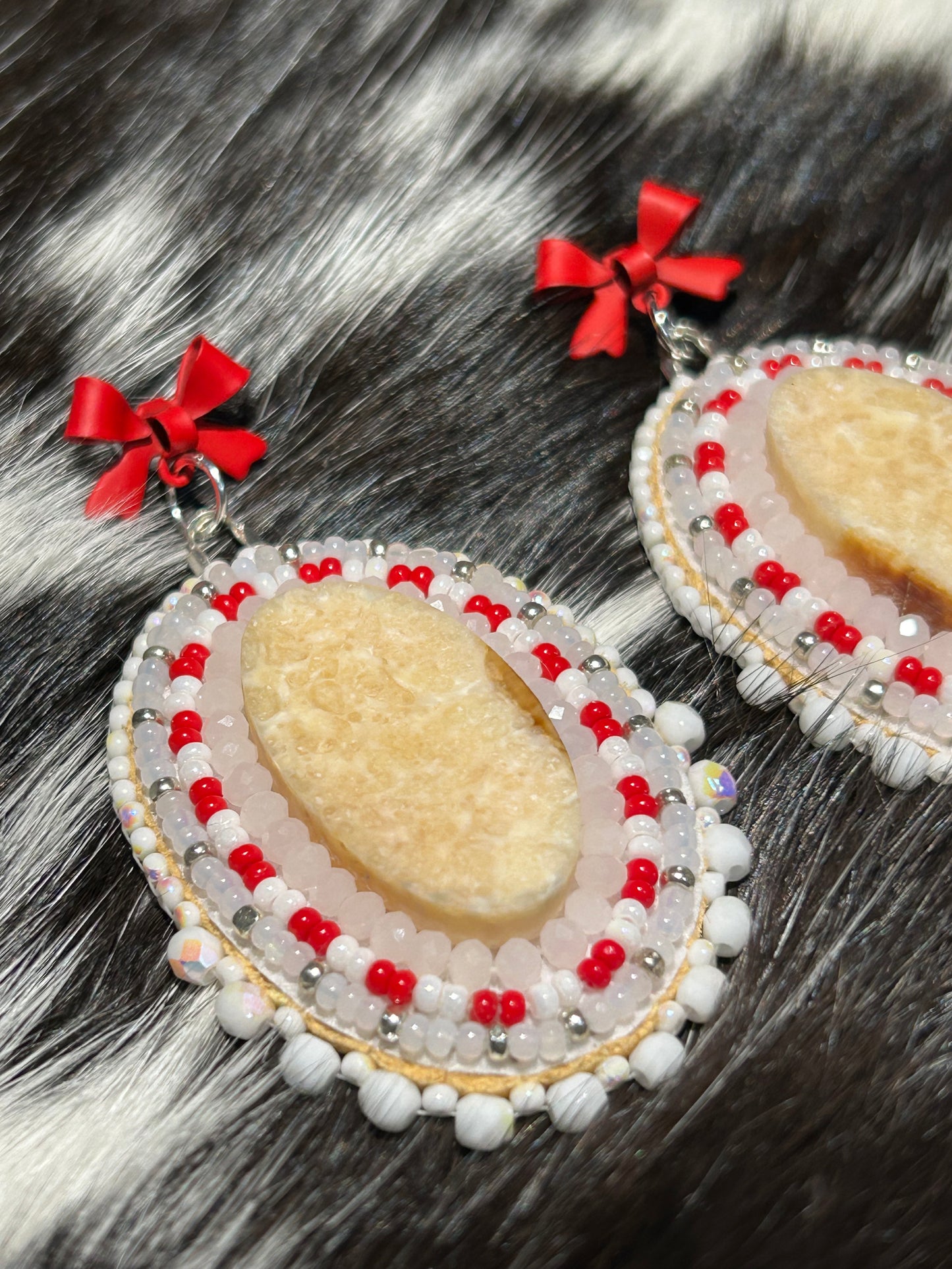 Candycane ivory earrings