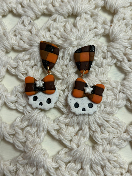 Orange plaid skulls