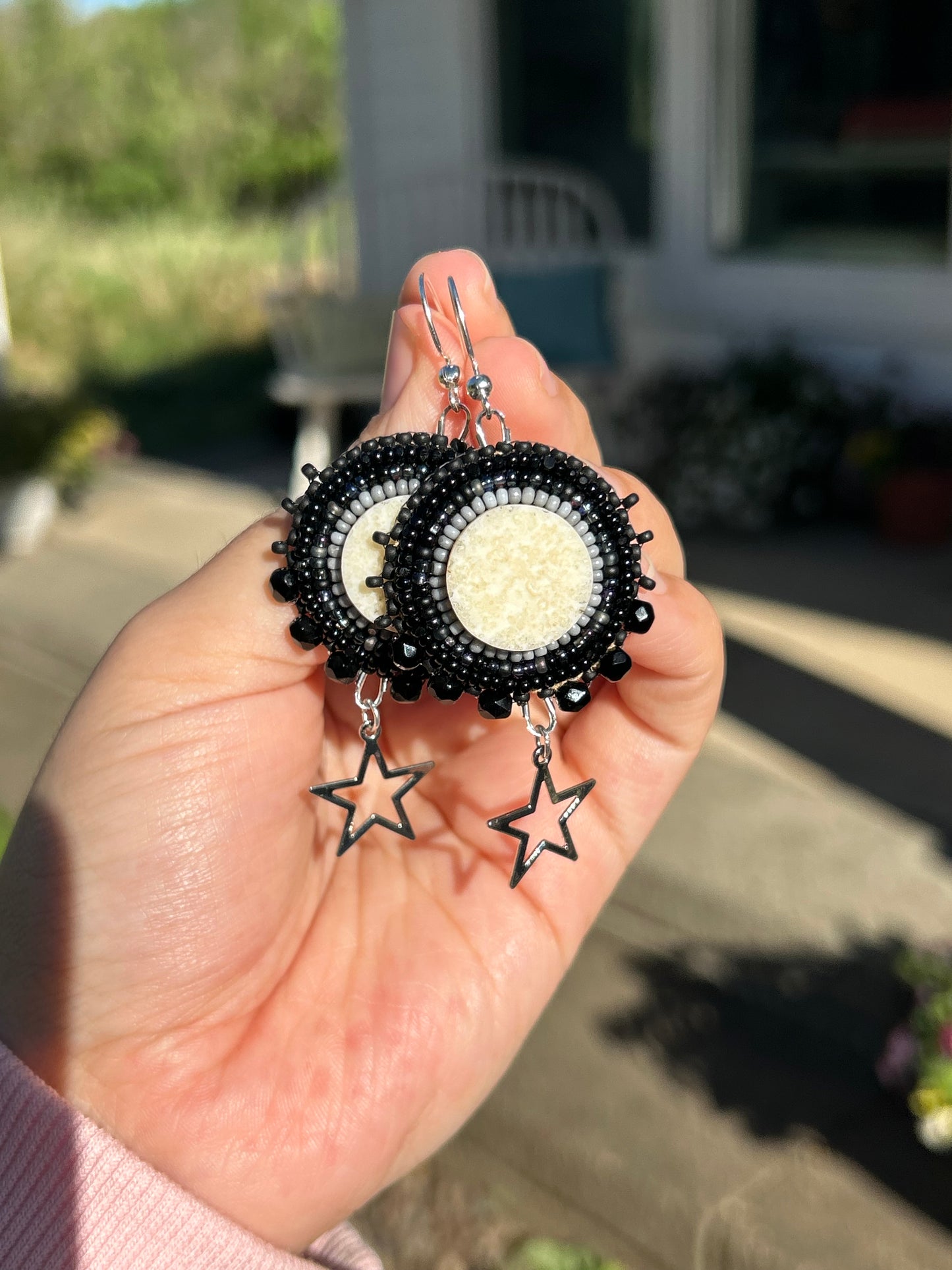 Black ivory earrings