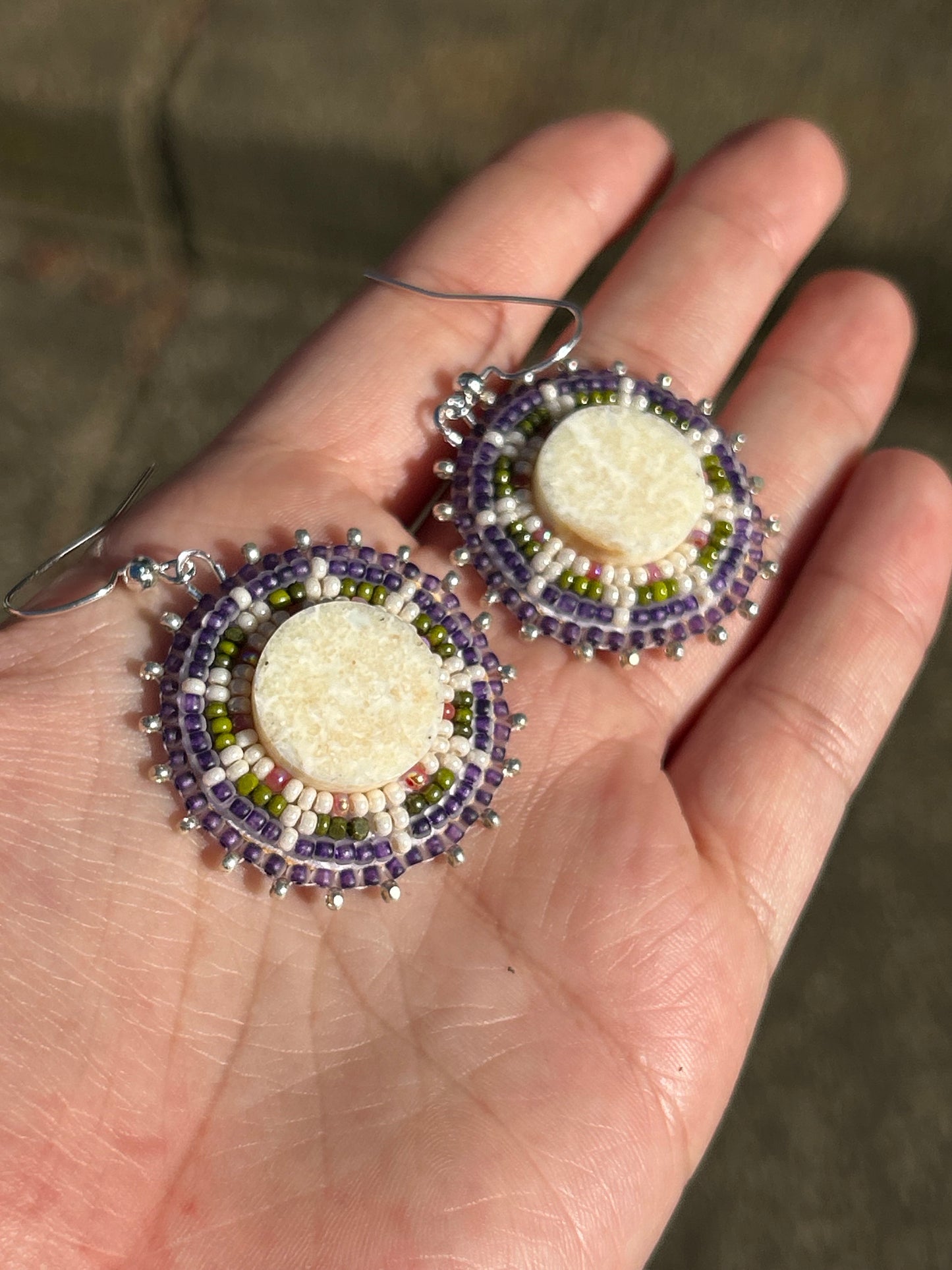 Deep purple ivory earrings