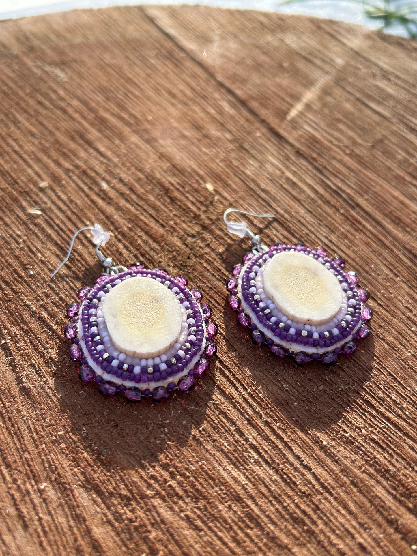 Purple antler earrings