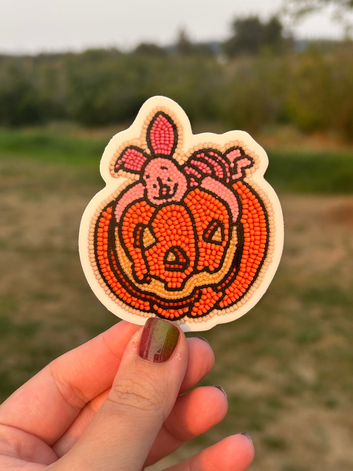Piglet on a pumpkin