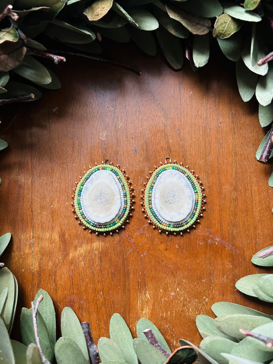 Blue/green bead soup earrings