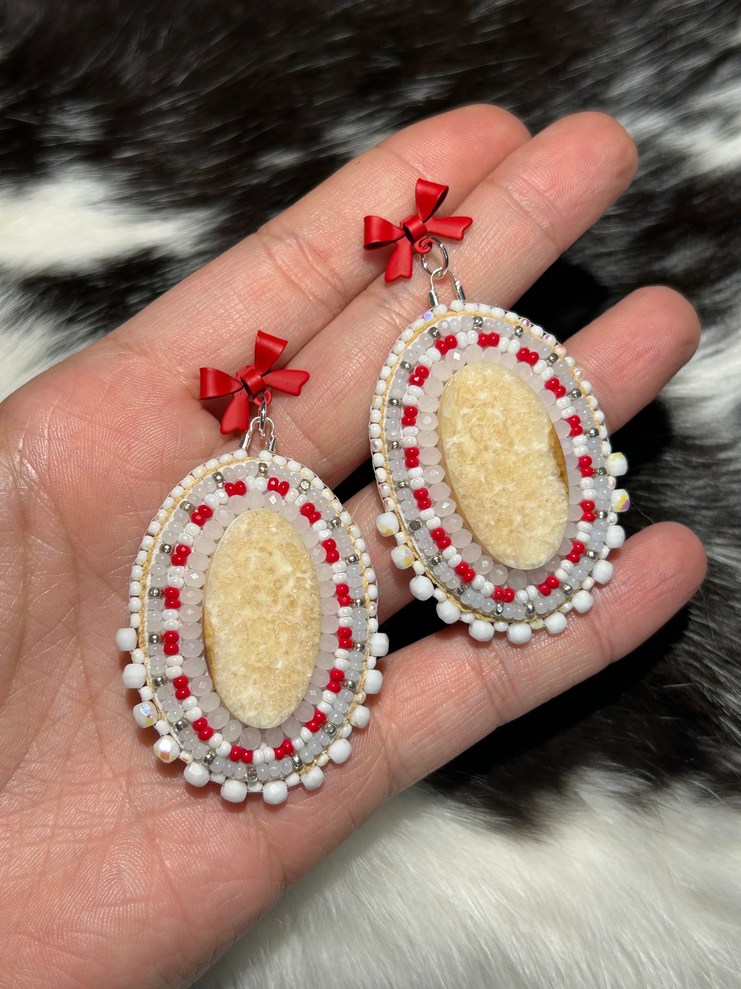 Candycane ivory earrings