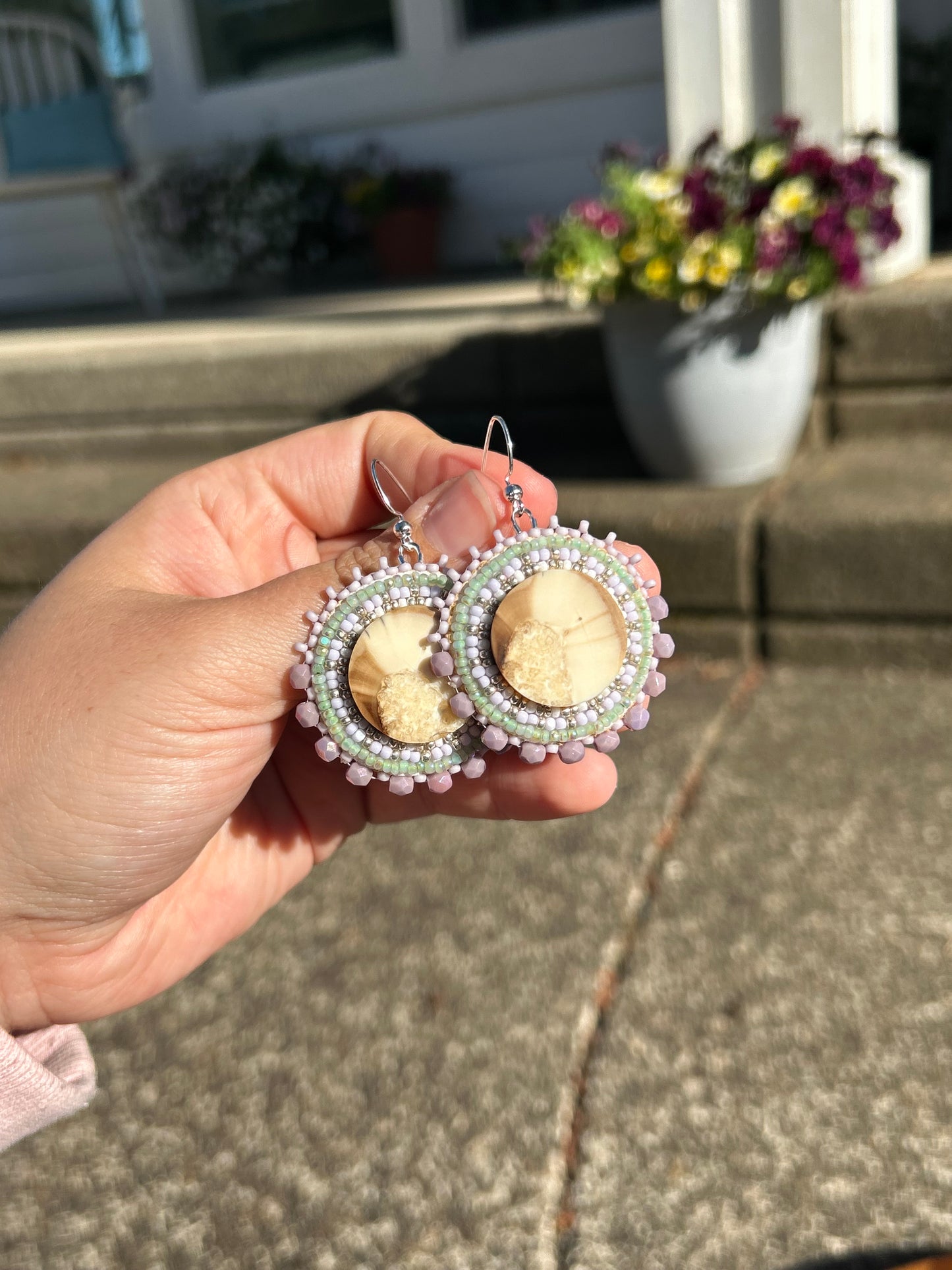 Minty ivory earrings
