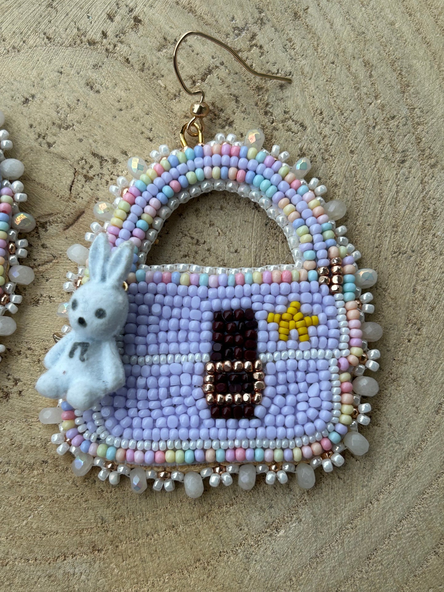 Lavender beaded purse with charm
