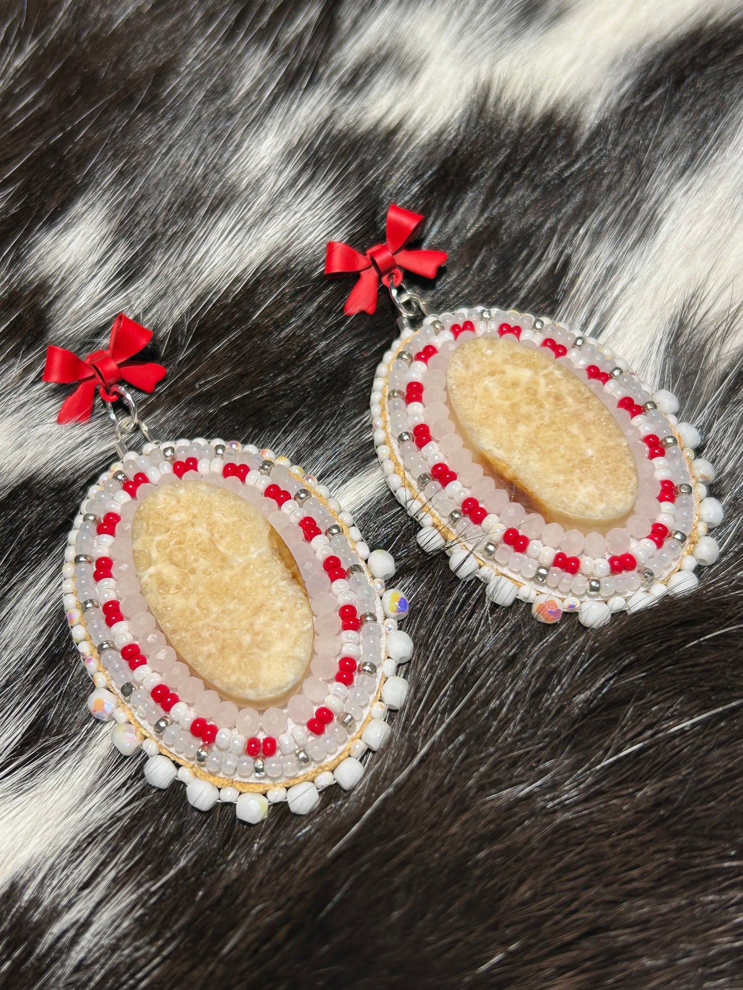 Candycane ivory earrings