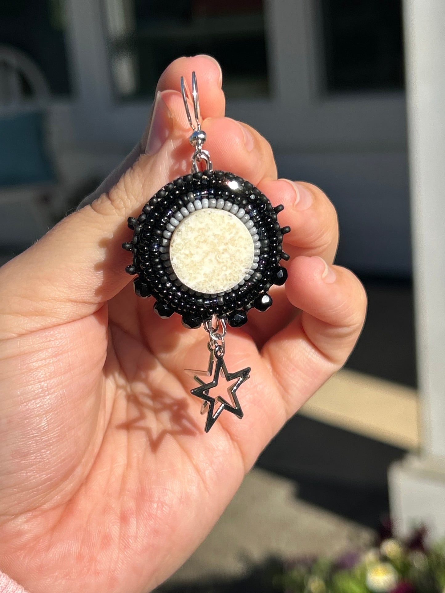 Black ivory earrings