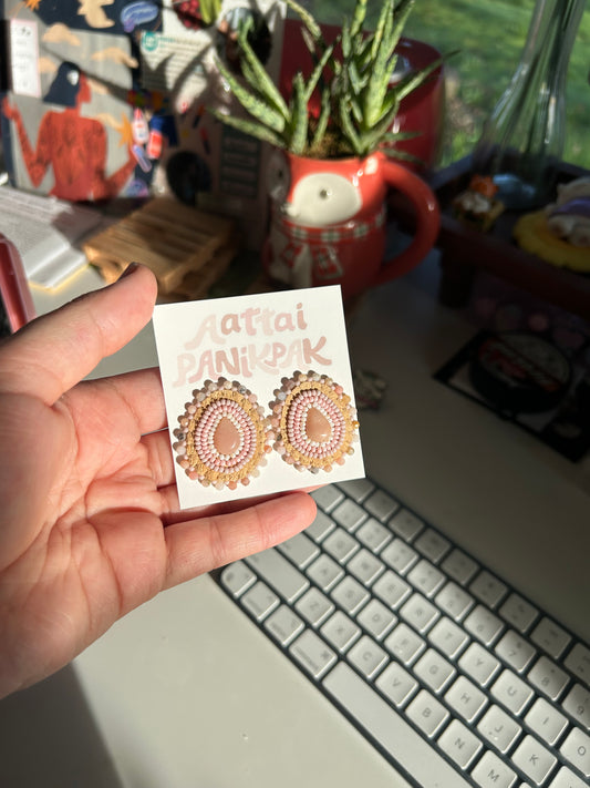 Blush pink opal studs
